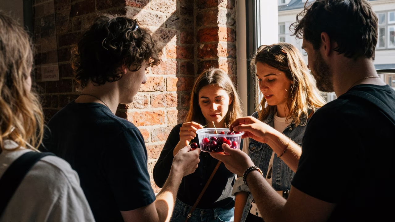 Food Moment in Copenhagen at The Early Afternoon Light in in Copenhagen, Denmark