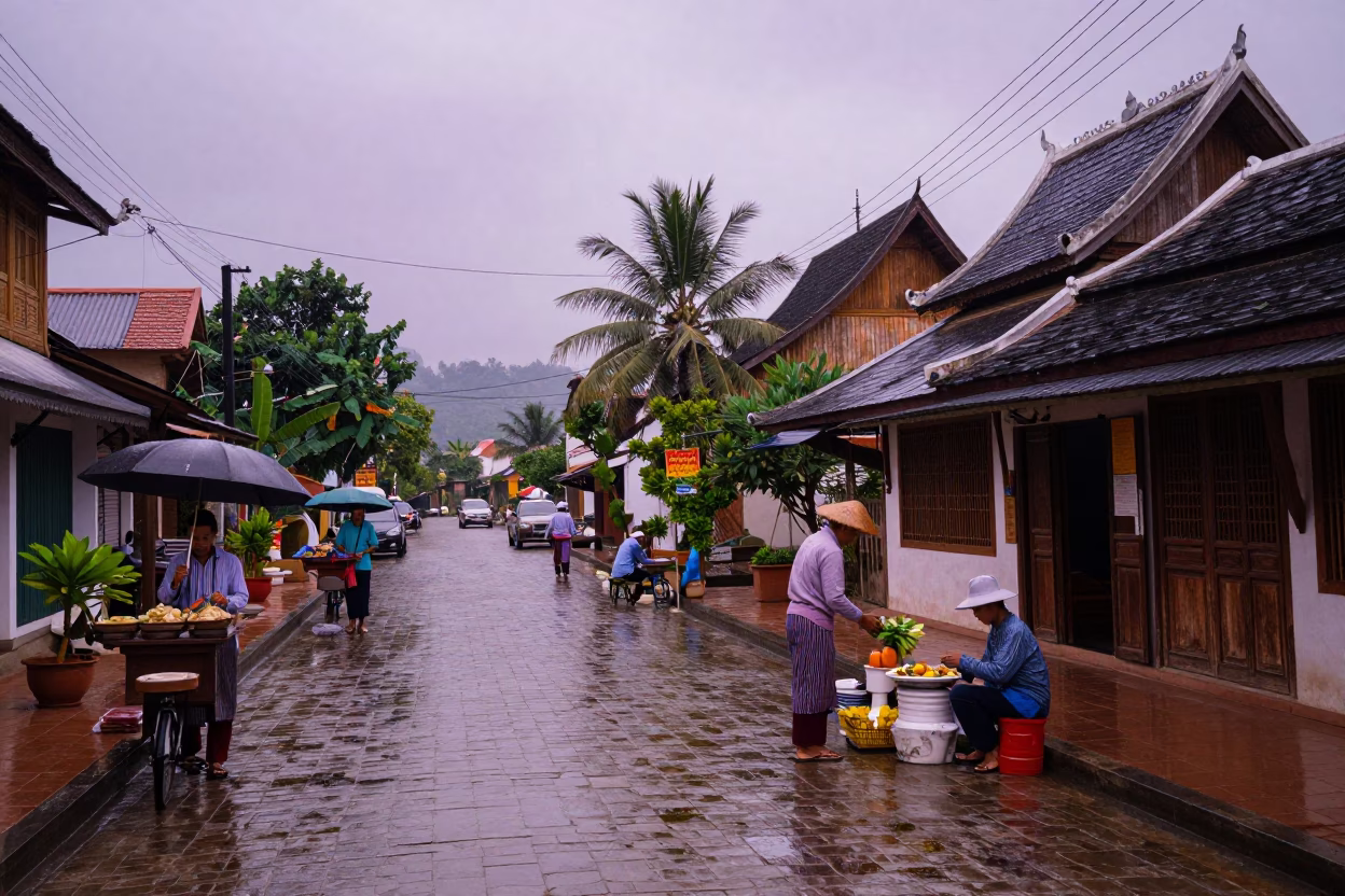 Food Offerings in Luang Prabang in in Luang Prabang, Laos