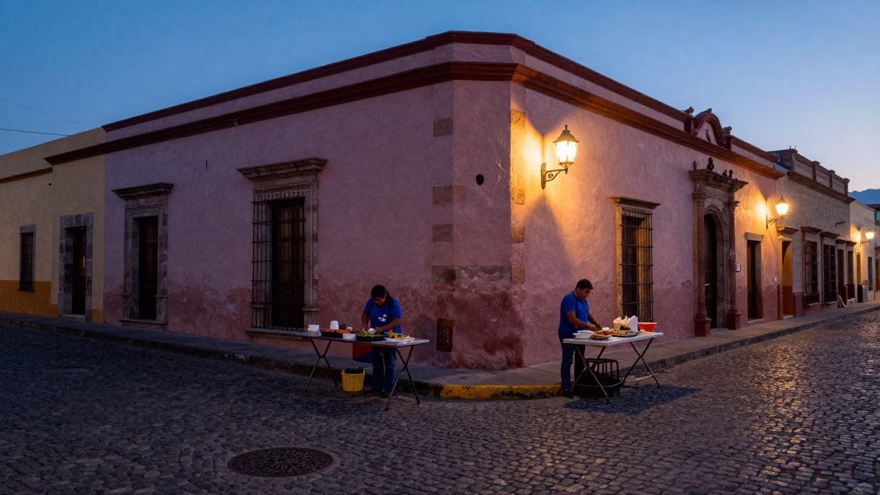 Food Preparation in Merida at The Still Hours Before Dawn Light in in Merida, Mexico