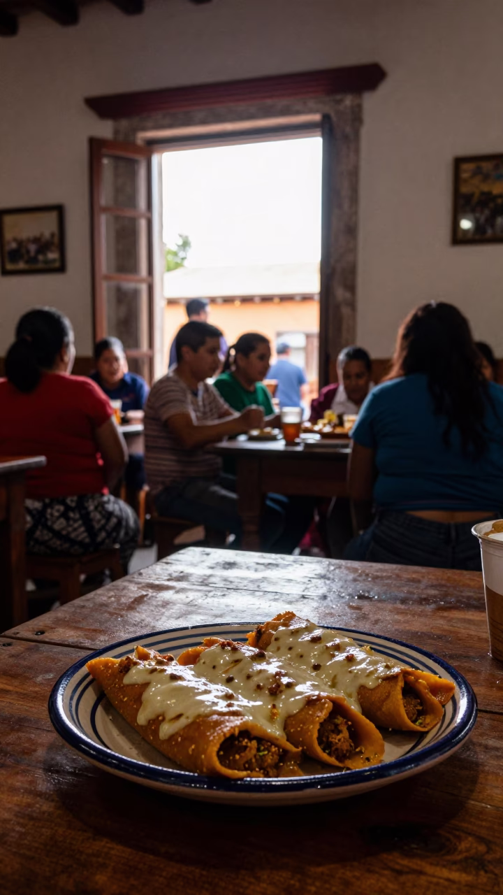 Food Scene at As First Light Reaches The Scene in Oaxaca in in Oaxaca, Mexico