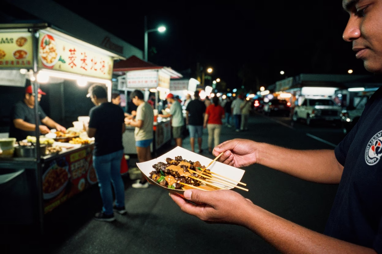 Food Scene at Late At Night Light in Perth in in Perth, Western Australia, Australia
