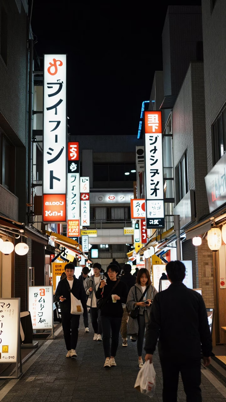 Food Scene at The Deepest Night Sky Light in Osaka in in Osaka, Japan
