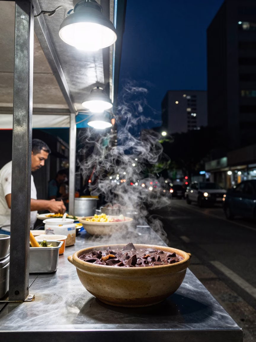 Food Scene at The Deepest Night Sky Light in São Paulo in in São Paulo, Brazil