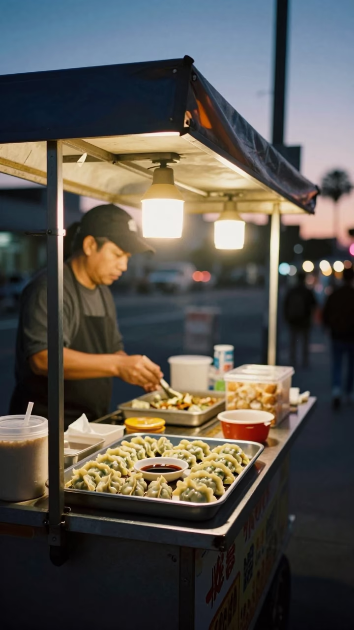 Food Scene at Twilight in Los Angeles in in Los Angeles, California, United States