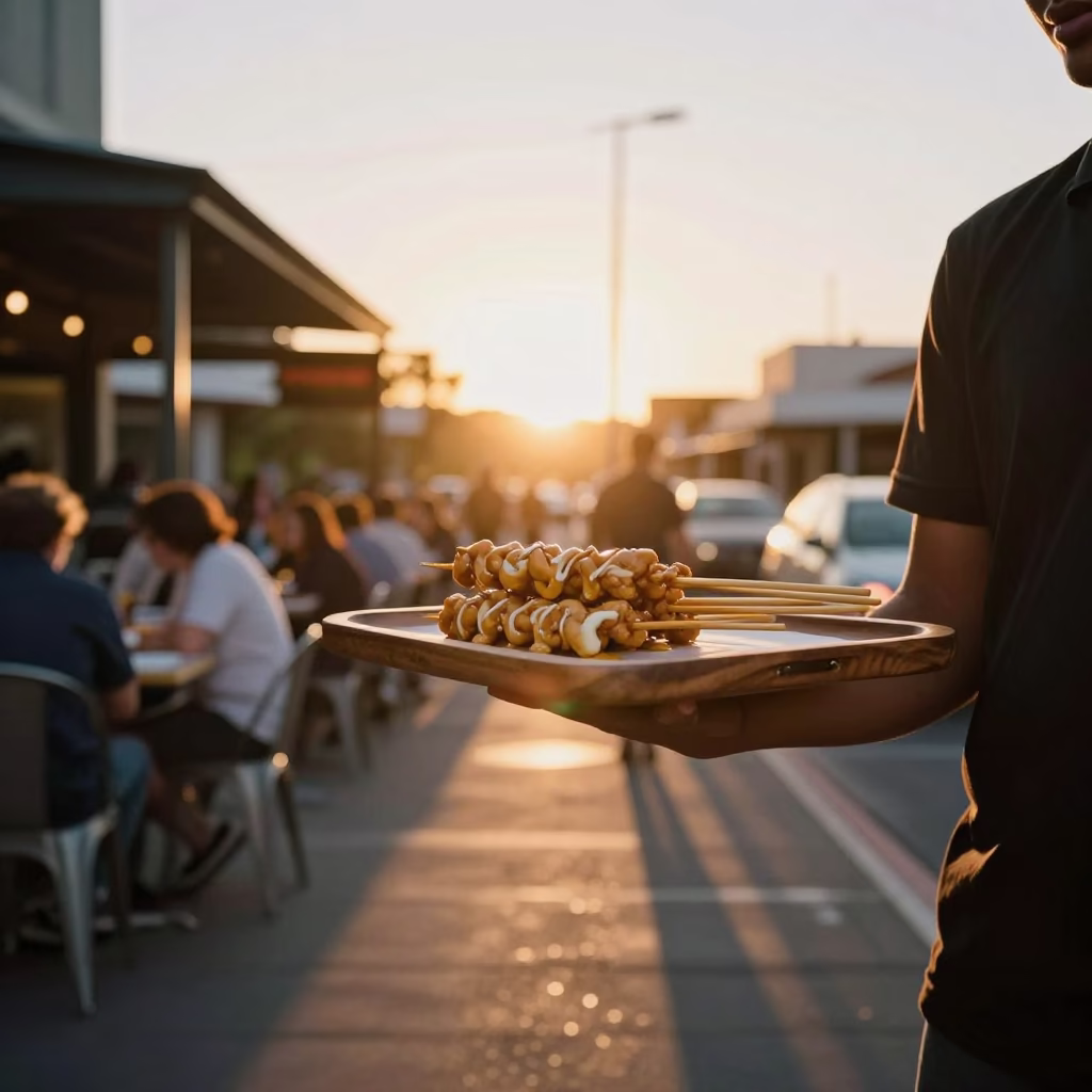 Food Scene in Adelaide at Golden Hour in in Adelaide, South Australia, Australia
