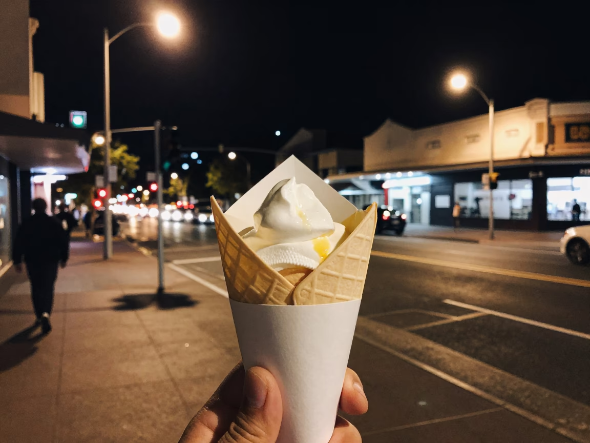 Food Scene in Adelaide at Late At Night Light in in Adelaide, South Australia, Australia