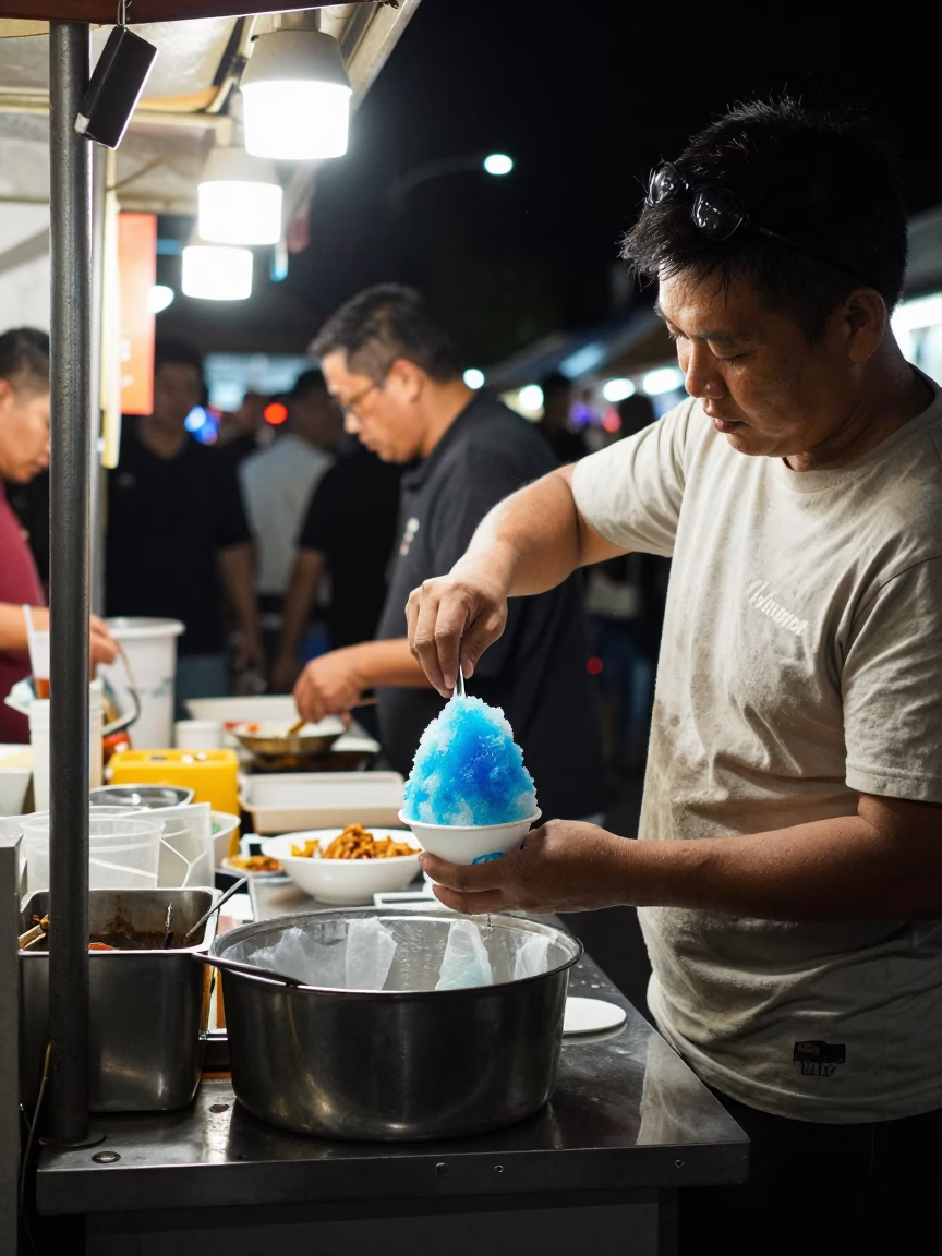 Food Scene in Auckland at Deep In The Night Light in in Auckland, New Zealand