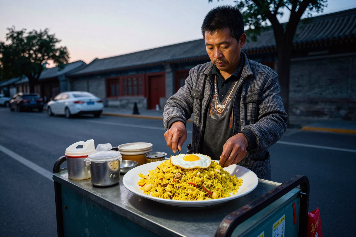 Food Scene in Beijing at The Early Evening Light in in Beijing, China
