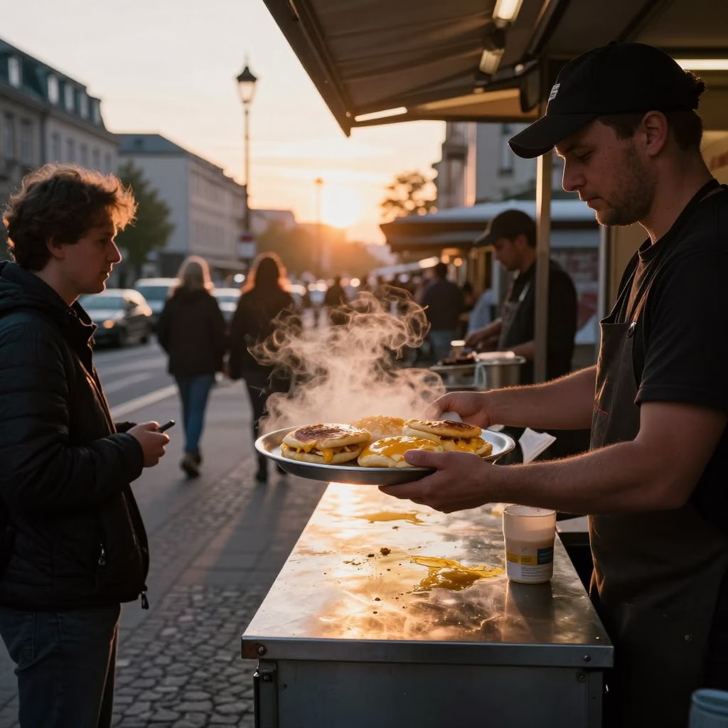 Food Scene in Berlin at Golden Hour in in Berlin, Germany