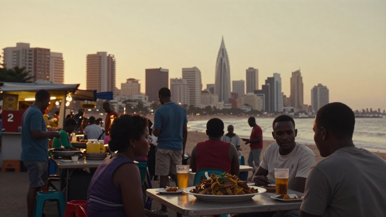 Food Scene in Durban at Sunset Light in in Durban, South Africa