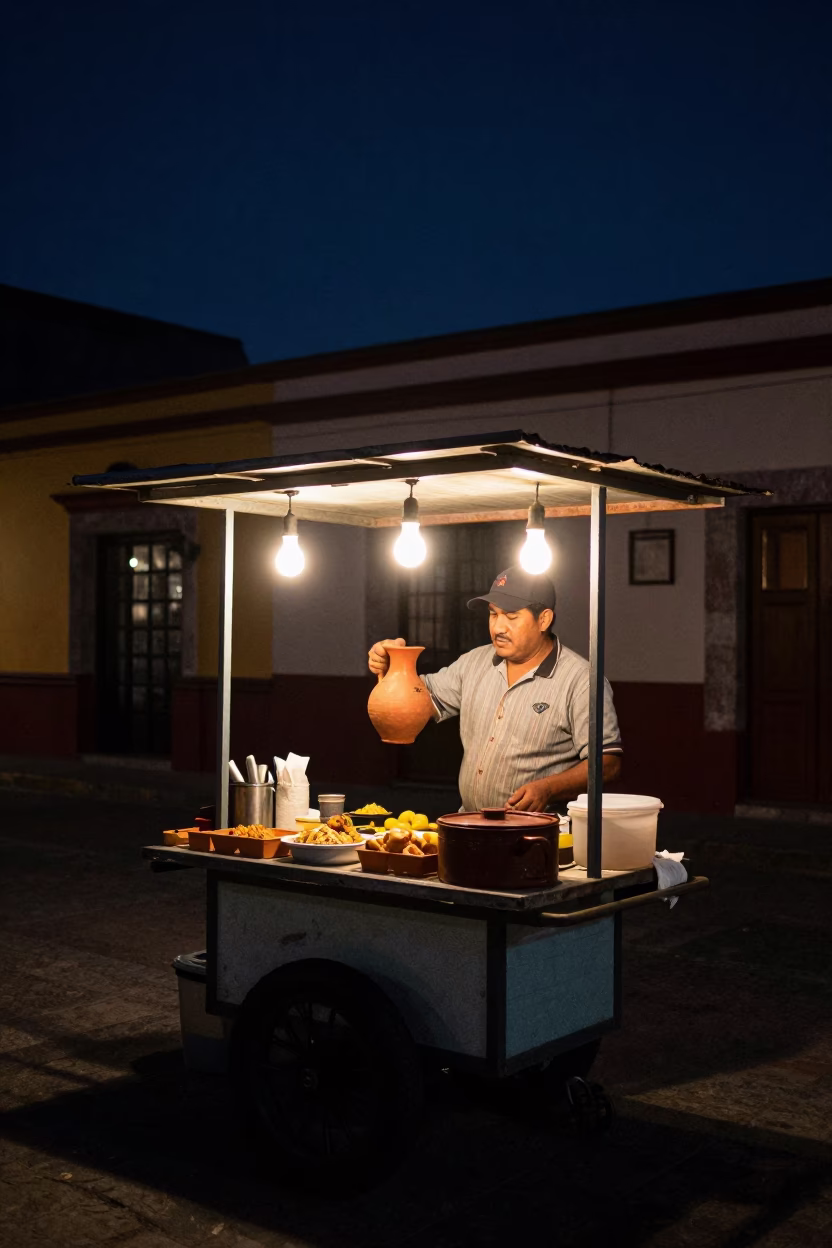 Food Scene in Guadalajara at The Deepest Night Sky Light in in Guadalajara, Mexico