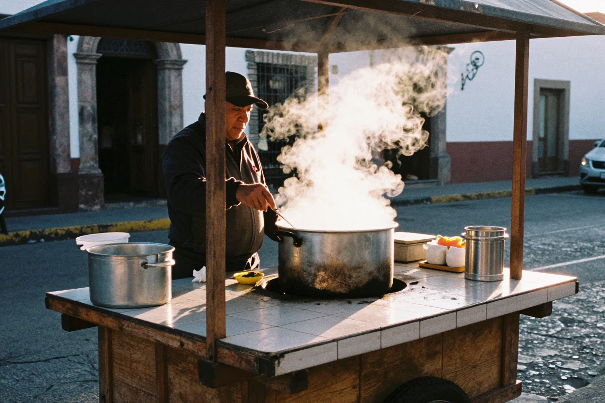 Food Scene in Guadalajara at The Early Morning Light in in Guadalajara, Mexico