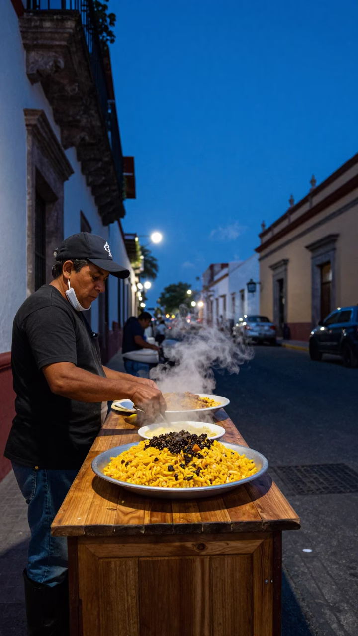 Food Scene in Guadalajara at The Last Blue Light Of Evening in in Guadalajara, Mexico