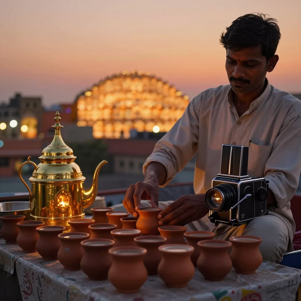 Food Scene in Jaipur at As City Lights Begin To Glow in in Jaipur, India