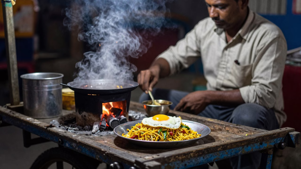 Food Scene in Jaipur at Midnight Light in in Jaipur, India