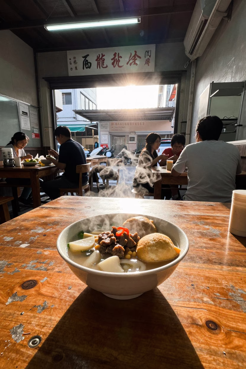 Food Scene in Kaohsiung at The Late Morning Light in in Kaohsiung, Taiwan