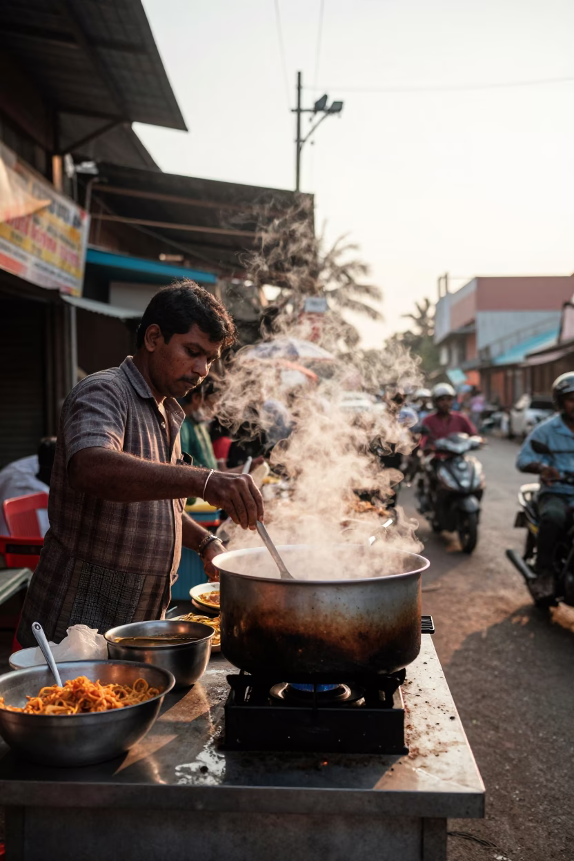 Food Scene in Kochi at The Late Afternoon Light in in Kochi, India