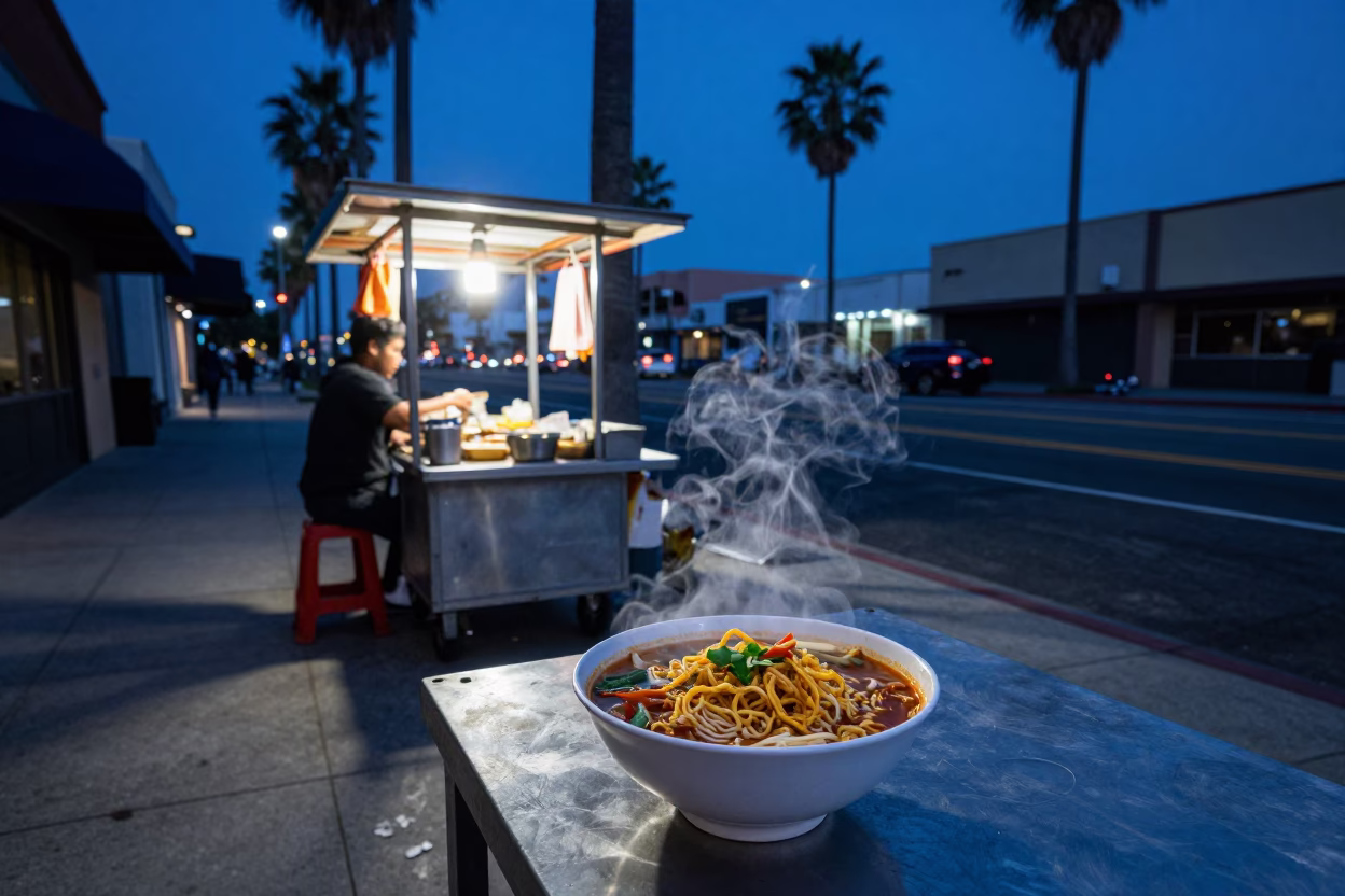Food Scene in Los Angeles at The Last Blue Light Of Evening in in Los Angeles, California, United States