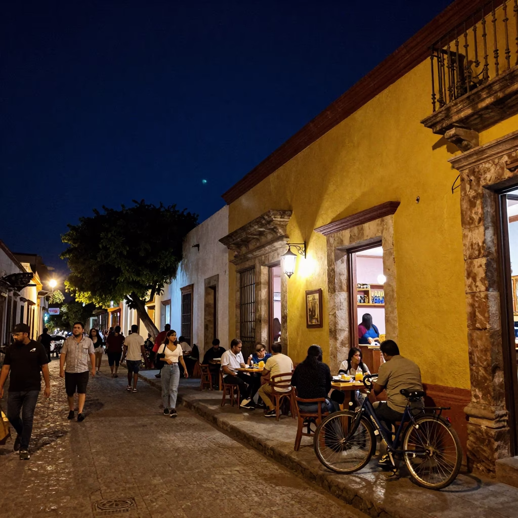 Food Scene in Oaxaca at The Deepest Night Sky Light in in Oaxaca, Mexico