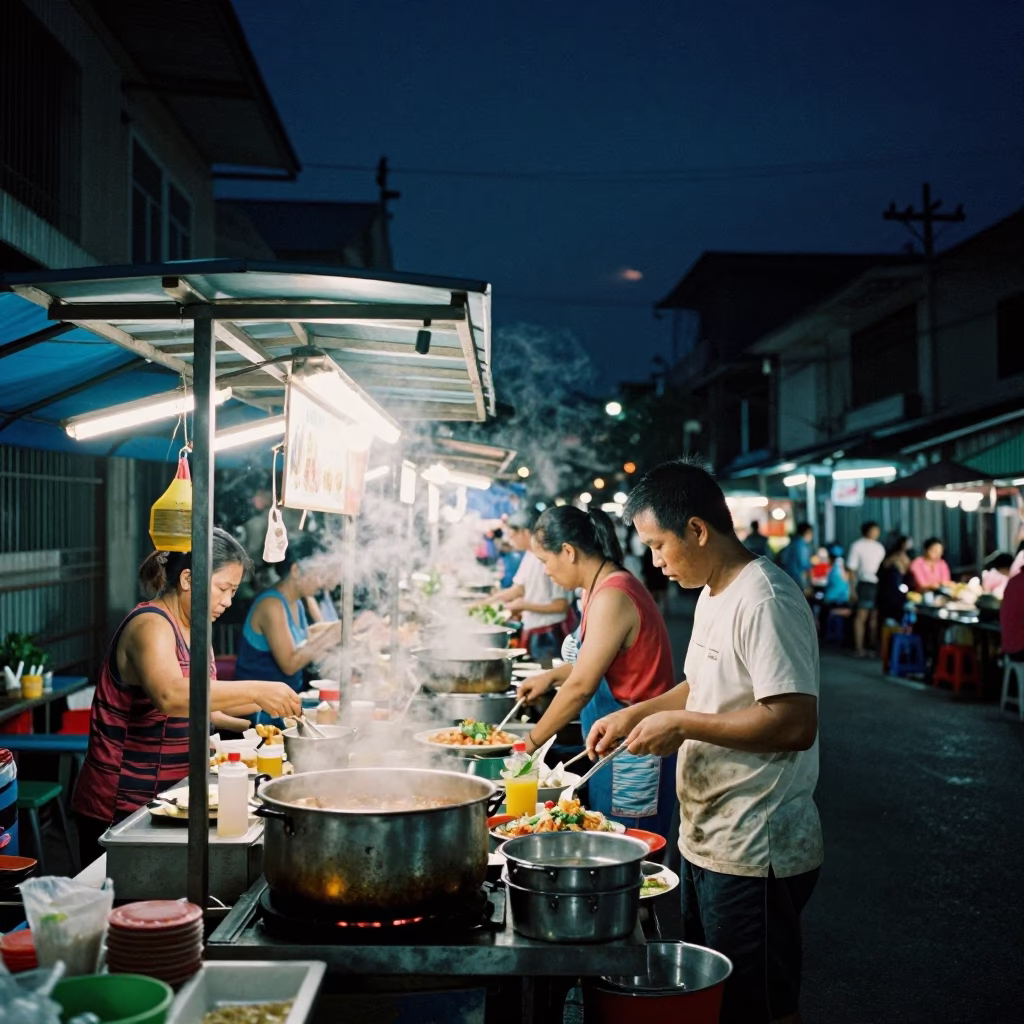 Food Scene in Phuket at The Deepest Night Sky Light in in Phuket, Thailand