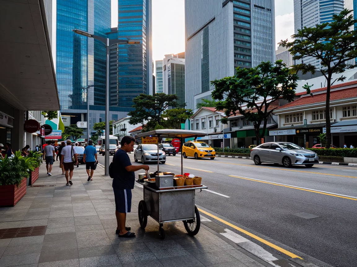 Food Scene in Singapore at As First Light Reaches The Scene in in Singapore, Singapore