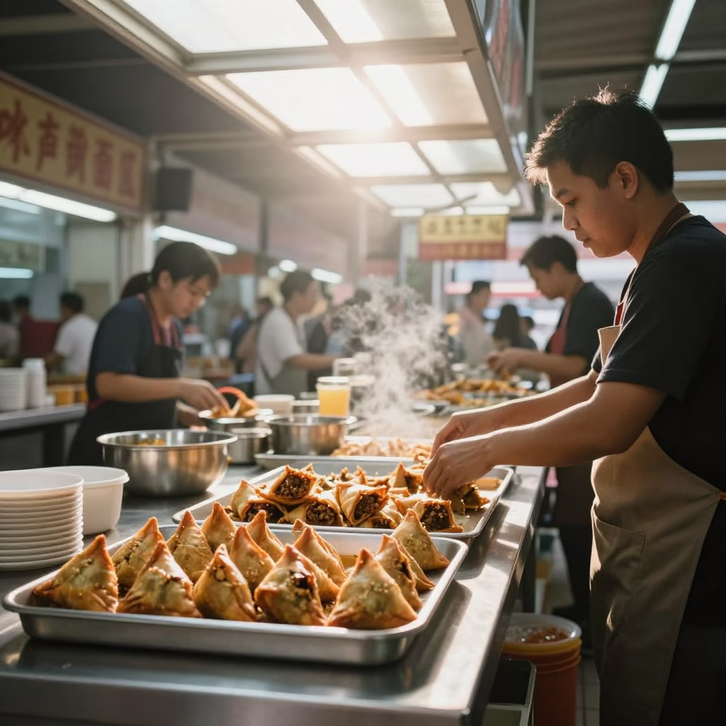 Food Scene in Singapore at The Early Morning Light in in Singapore, Singapore