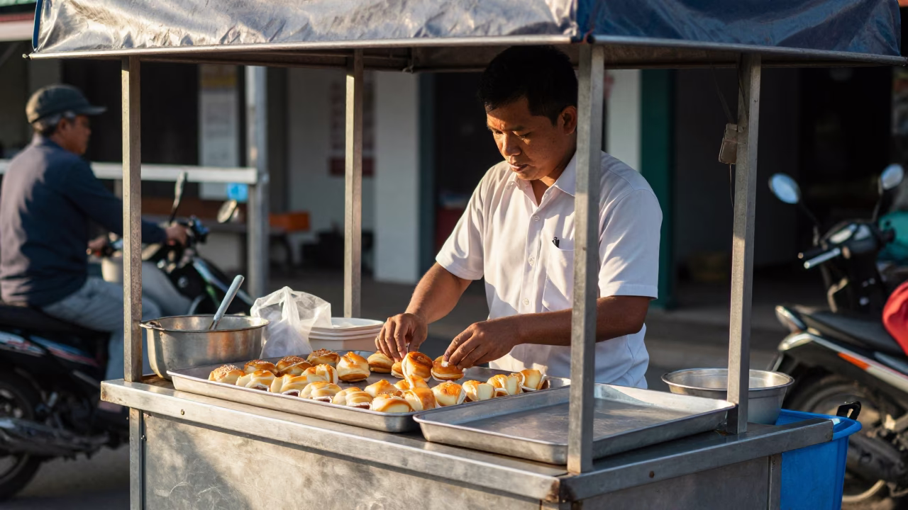 Food Scene in Surabaya at The Early Morning Light in in Surabaya, Indonesia