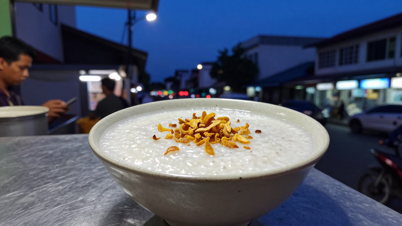 Food Scene in Surabaya at Twilight in in Surabaya, Indonesia