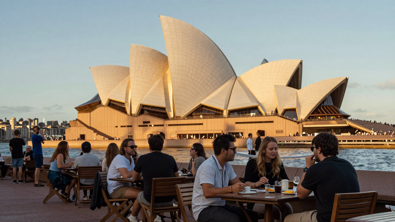 Food Scene in Sydney at Honeyed Evening Light in in Sydney, New South Wales, Australia