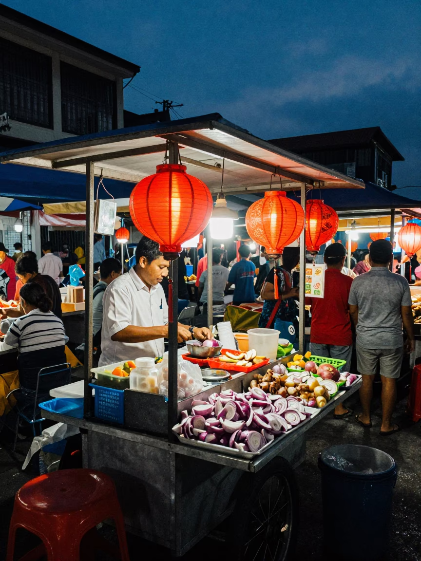 Food Stall after dark in Denpasar in in Denpasar, Indonesia