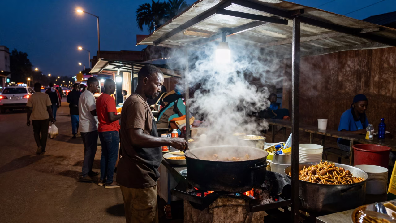 Food Stall after dark in Nairobi in in Nairobi, Kenya