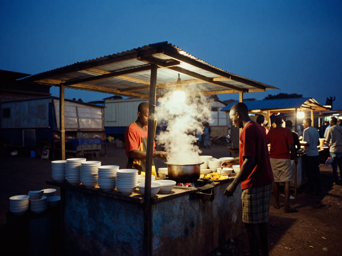 Food Stall at Blue Hour in Nairobi in in Nairobi, Kenya