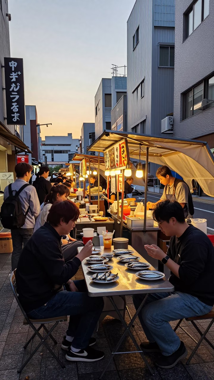 Food Stall at Golden Hour in Fukuoka in in Fukuoka, Japan