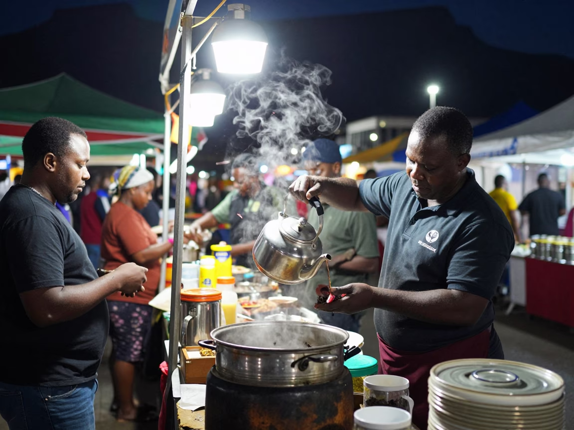 Food Stall at Late At Night Light in Cape Town in in Cape Town, South Africa