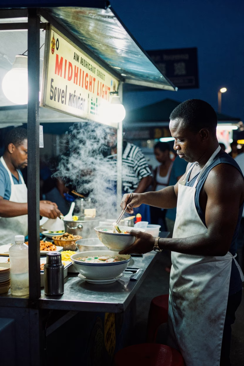 Food Stall at Midnight Light in Durban in in Durban, South Africa