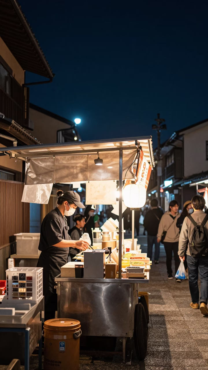 Food Stall at The Deepest Night Sky Light in Fukuoka in in Fukuoka, Japan