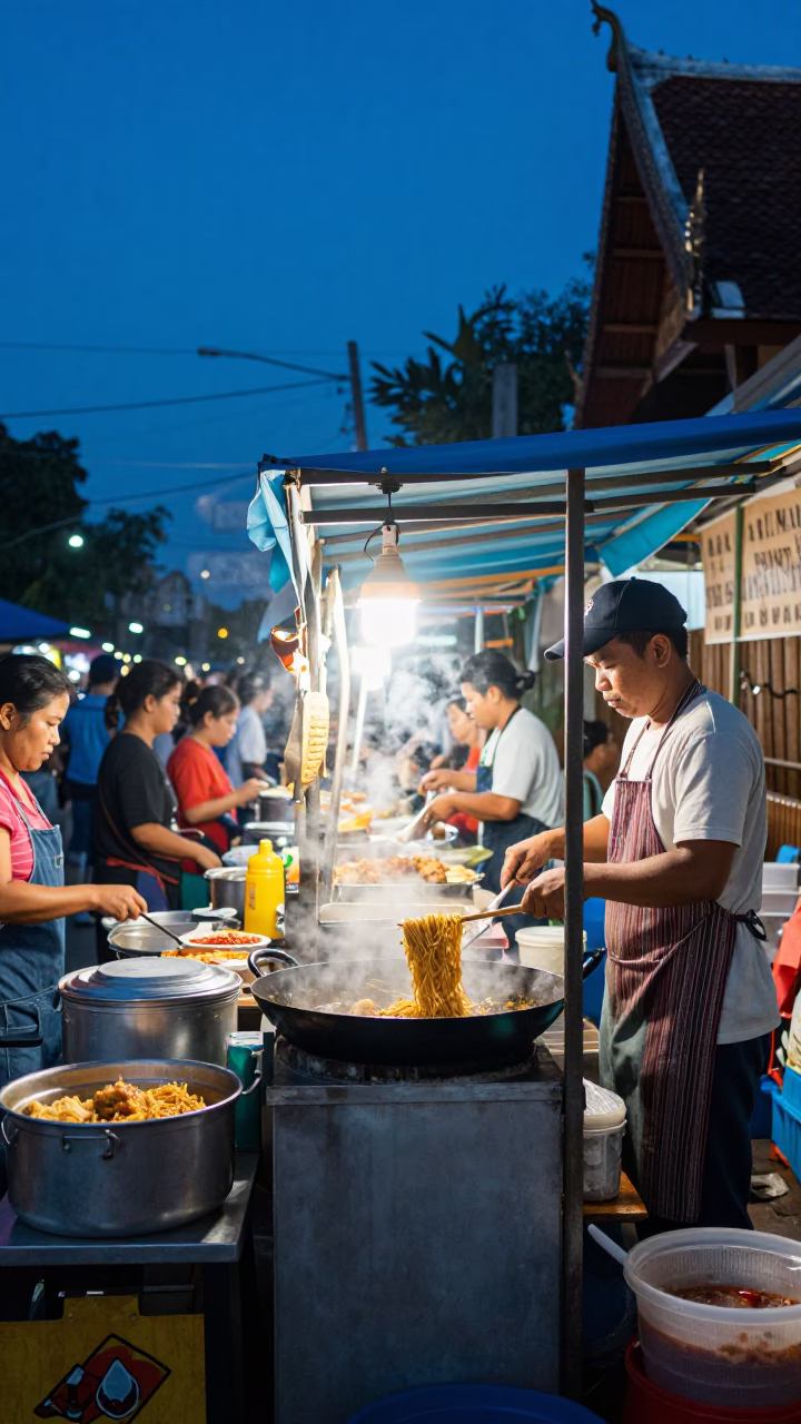 Food Stall at The Last Blue Light Of Evening in Chiang Mai in in Chiang Mai, Thailand