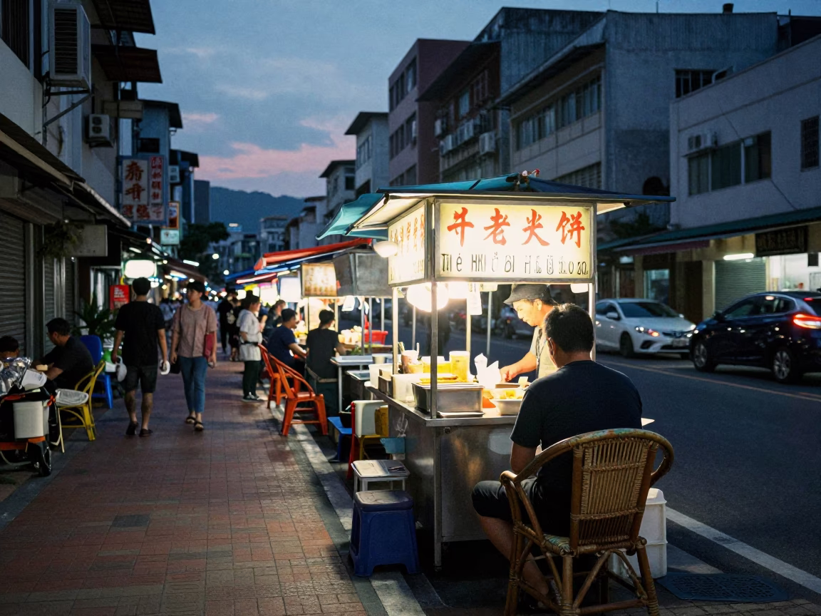 Food Stall at Twilight in Kaohsiung in in Kaohsiung, Taiwan