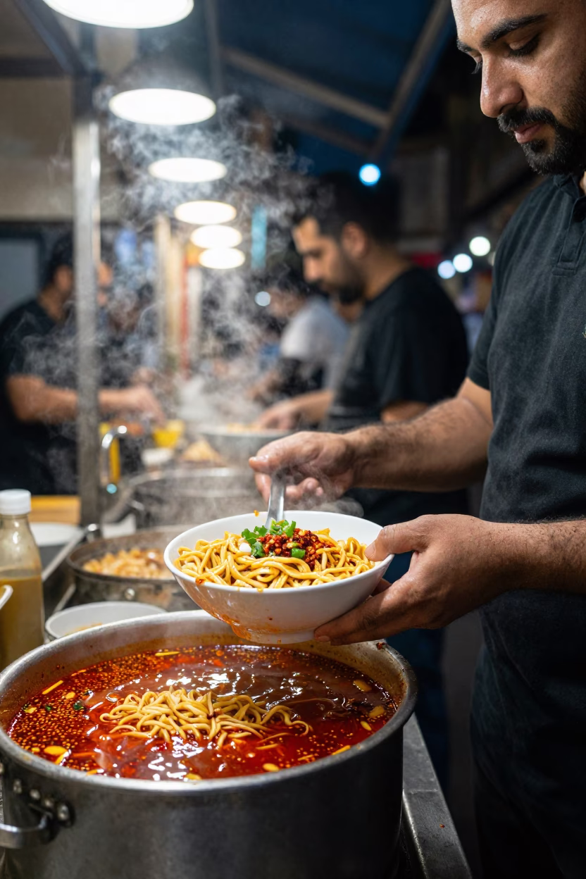 Food Stall in Beirut at Midnight Light in in Beirut, Lebanon