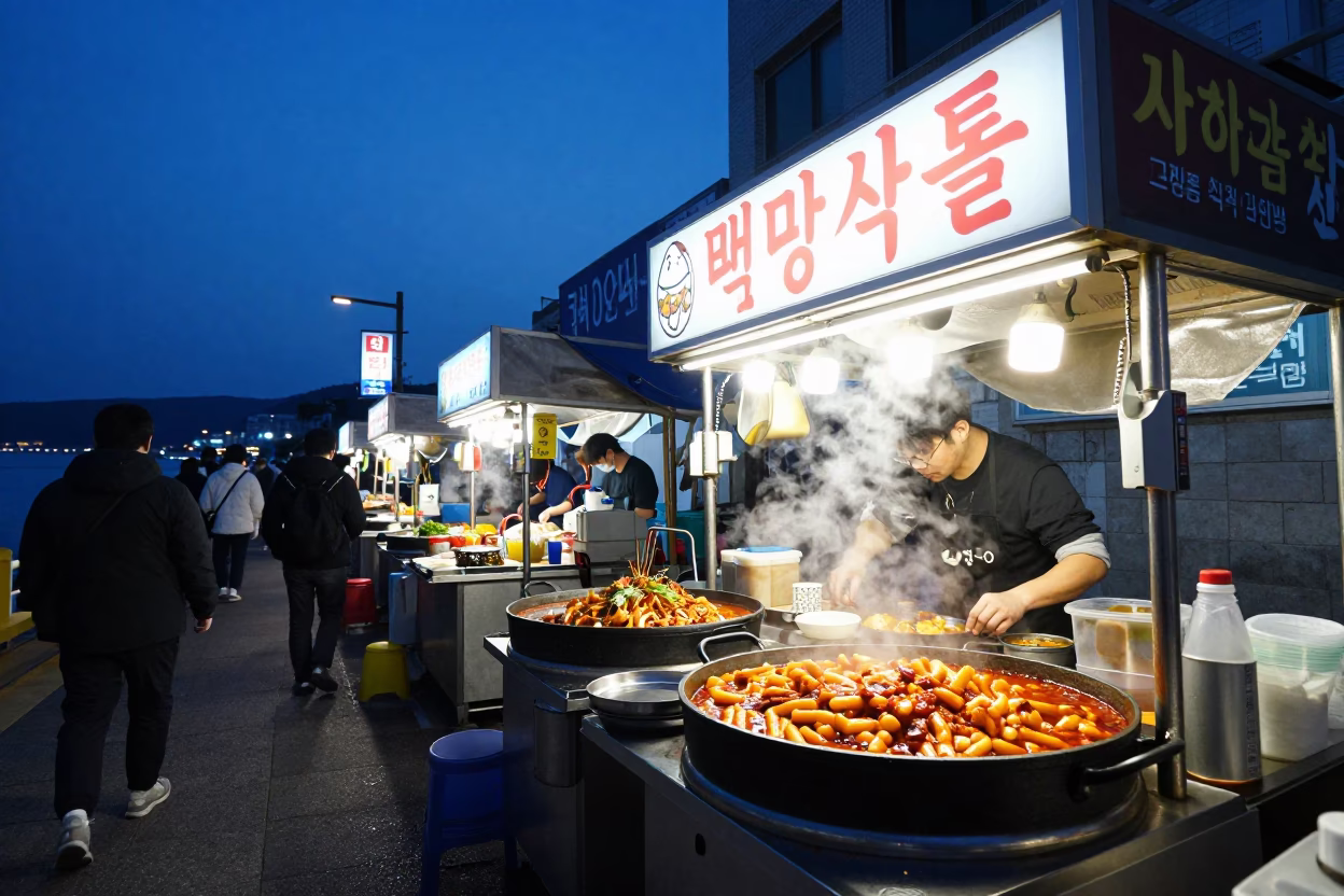 Food Stall in Busan at Blue Hour in in Busan, South Korea