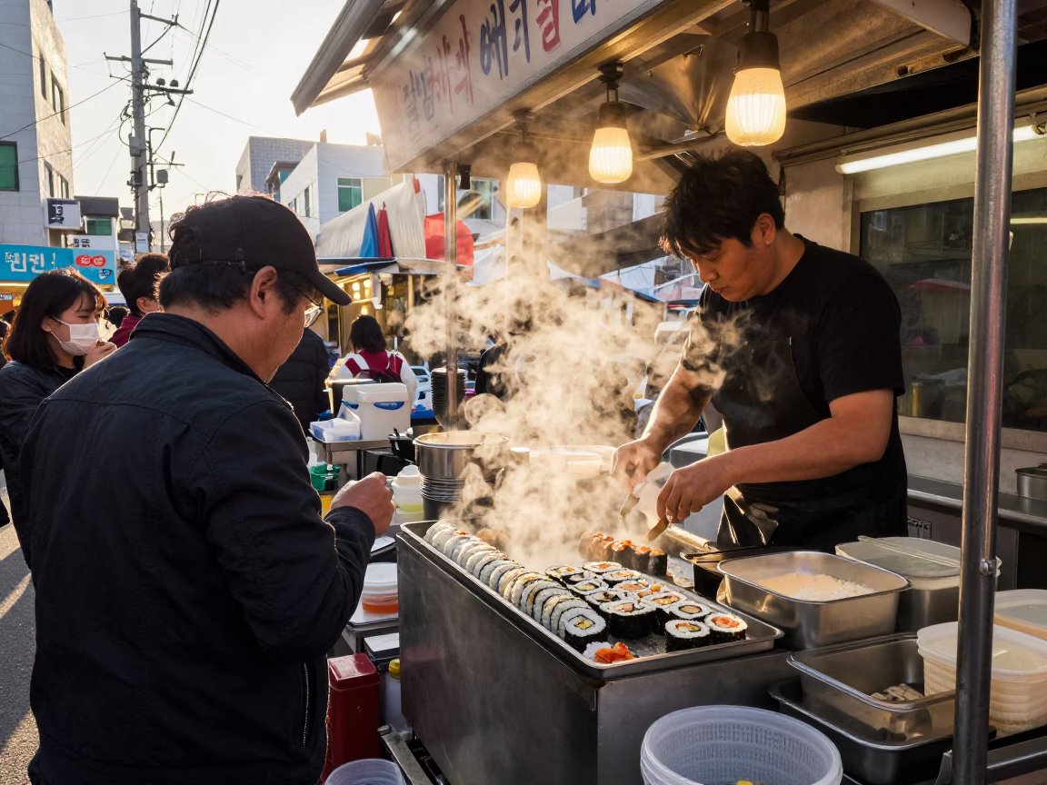 Food Stall in Busan at The Early Afternoon Light in in Busan, South Korea
