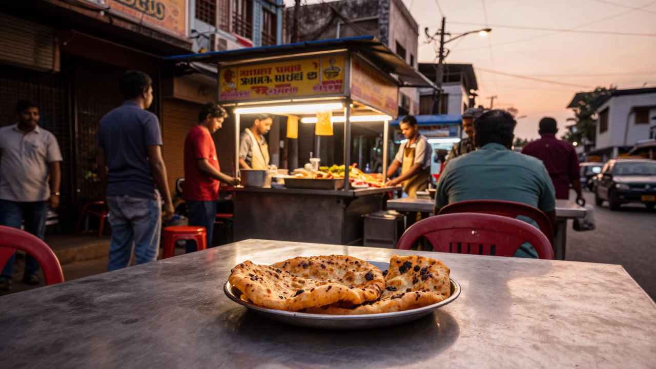 Food Stall in Chennai at Copper-toned Light Before Dusk in in Chennai, India
