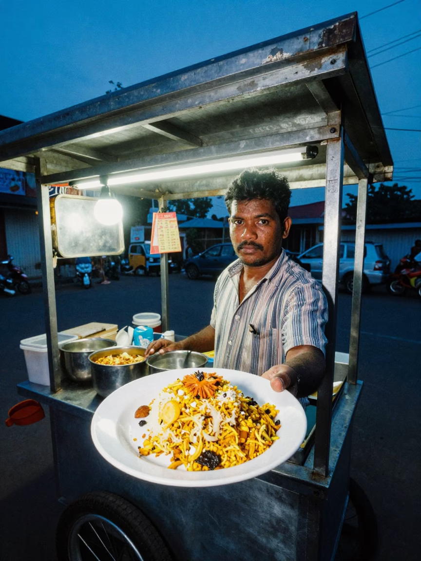 Food Stall in Chennai at The Last Blue Light Of Evening in in Chennai, India