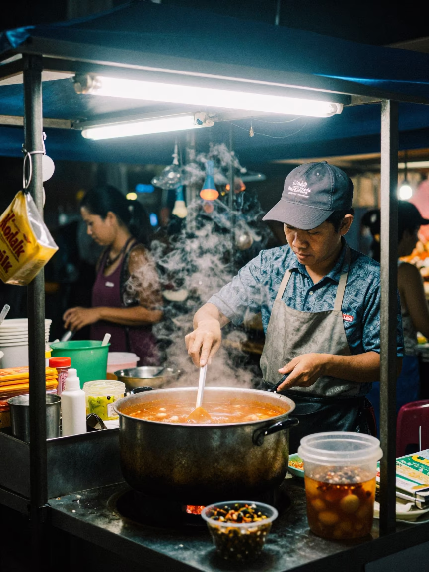 Food Stall in Chiang Mai at Late At Night Light in in Chiang Mai, Thailand