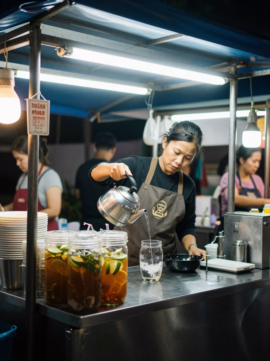 Food Stall in Chiang Mai at Late At Night Light in in Chiang Mai, Thailand