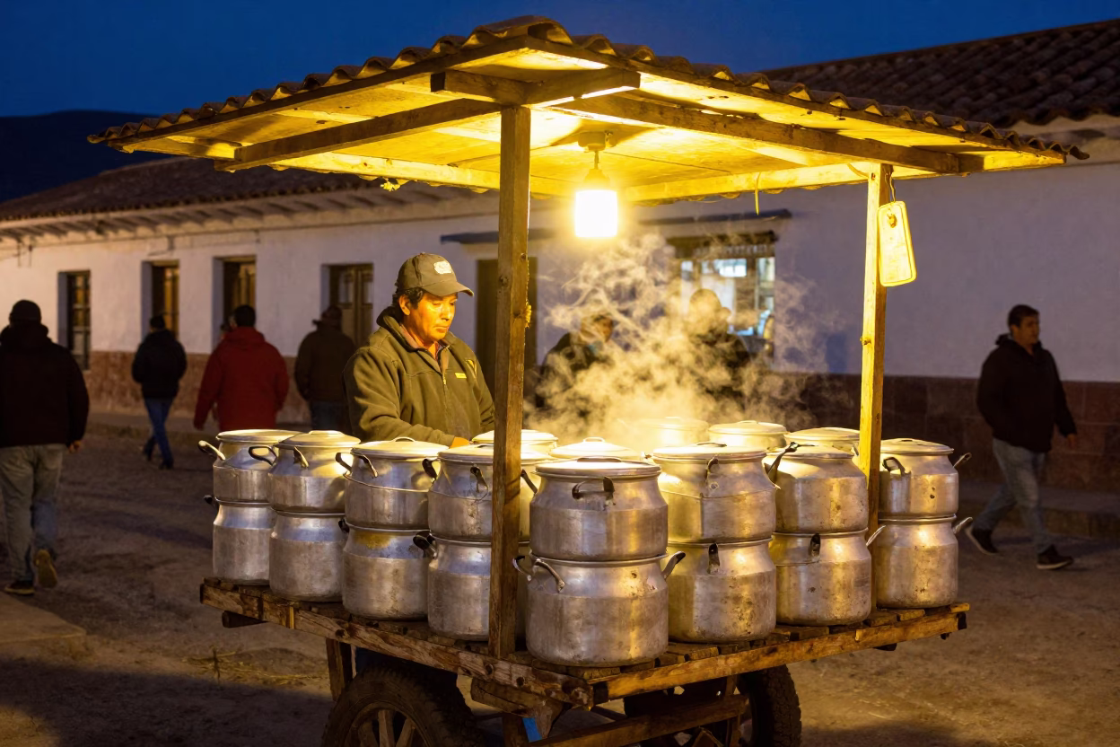 Food Stall in Cusco at Late At Night Light in in Cusco, Peru