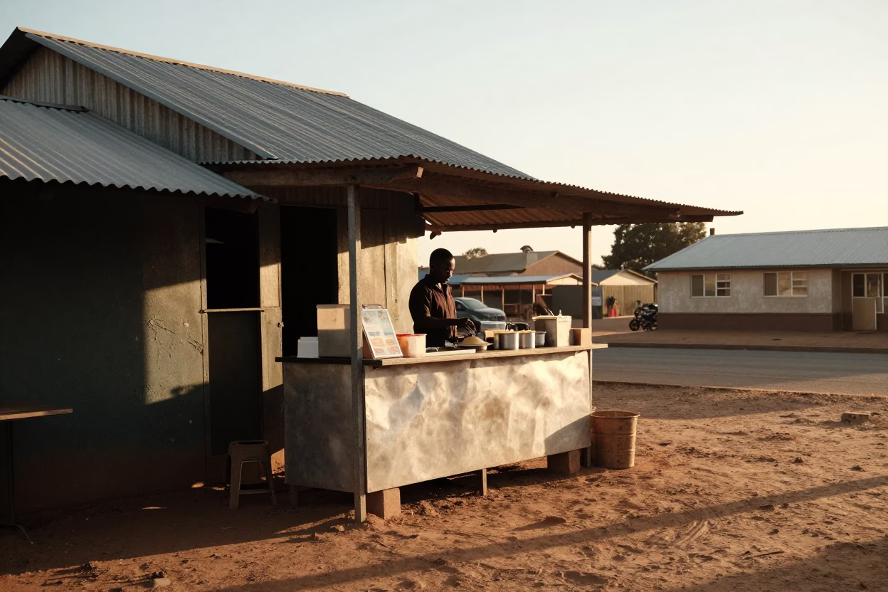 Food Stall in Durban at First Light Of Dawn in in Durban, South Africa