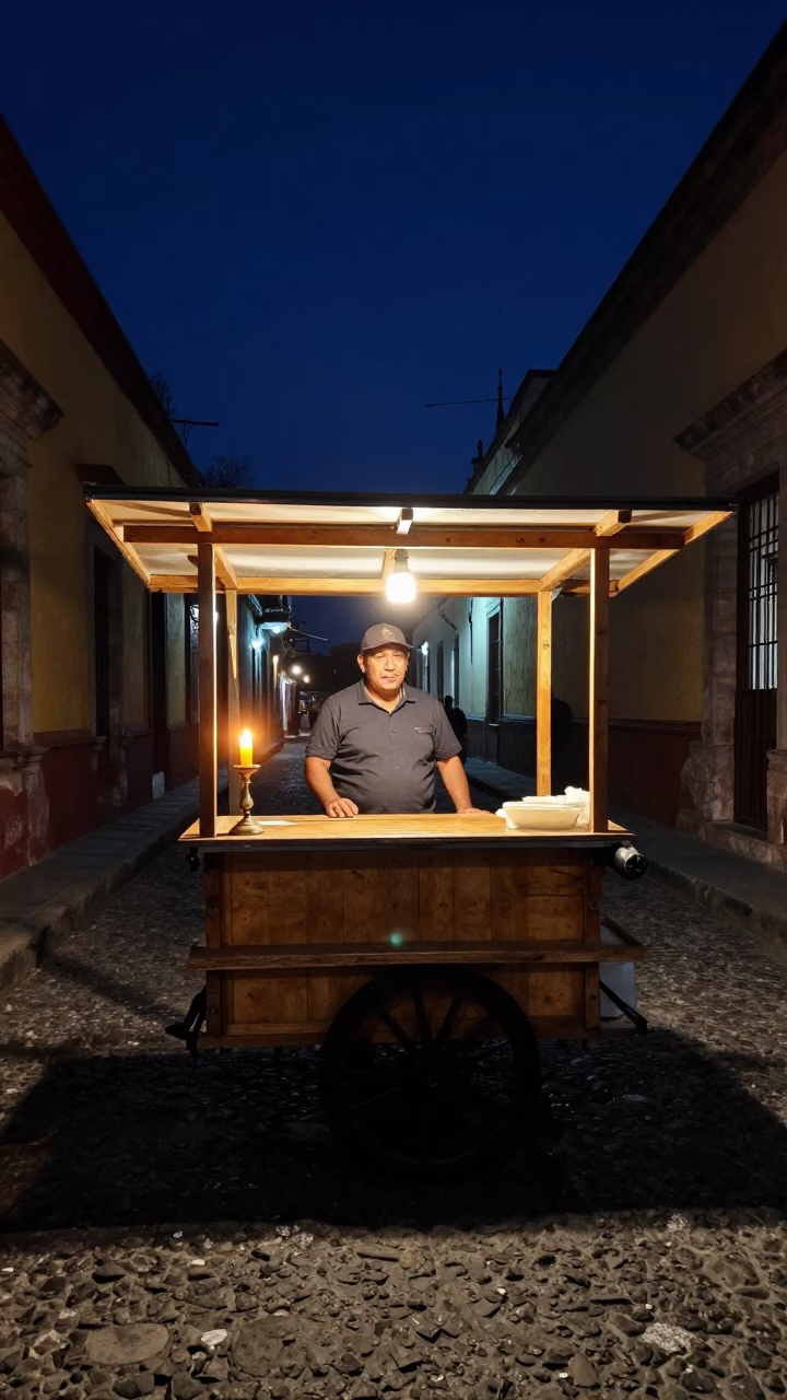Food Stall in Guadalajara at The Deepest Night Sky Light in in Guadalajara, Mexico