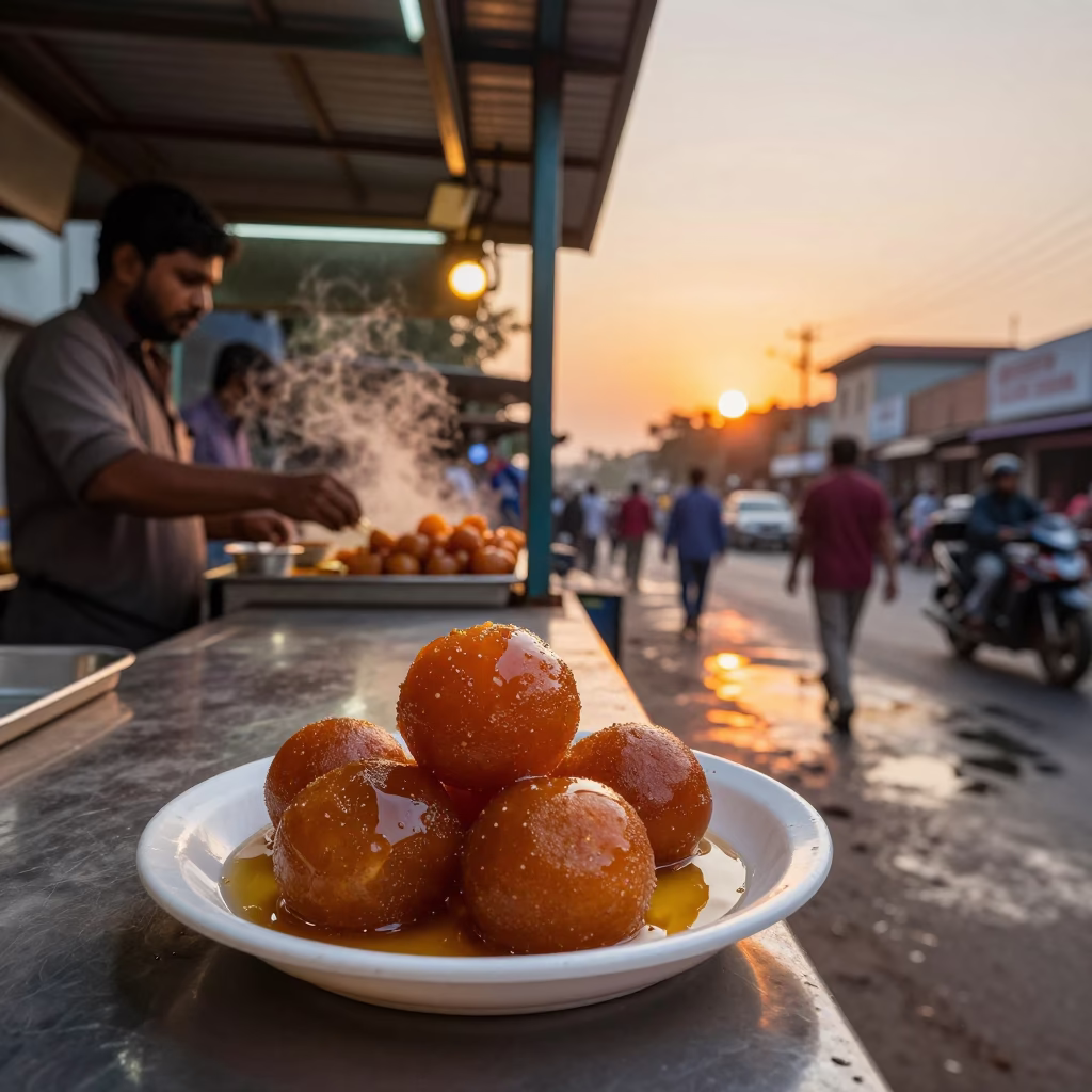 Food Stall in Hyderabad at Sunset Light in in Hyderabad, India