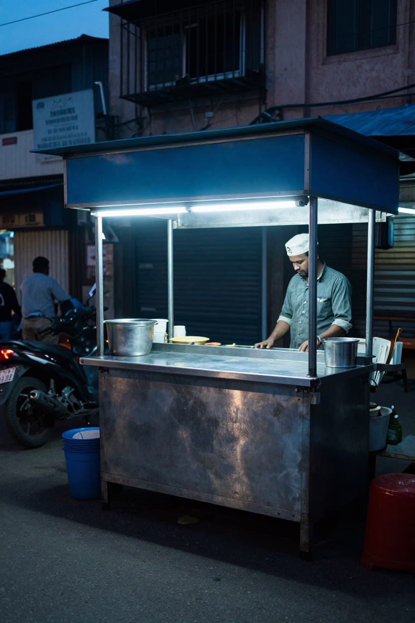 Food Stall in Hyderabad at The Last Blue Light Of Evening in in Hyderabad, India